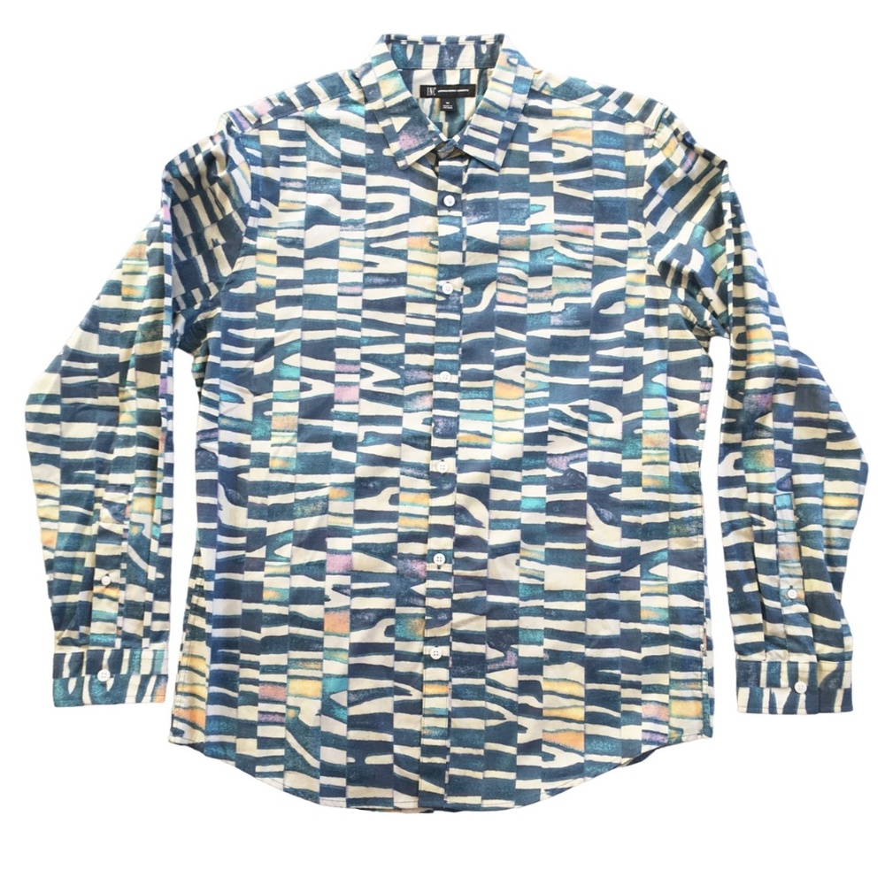 Men's Abstract Print Long Sleeve Button Front Shirt INC International Concepts
